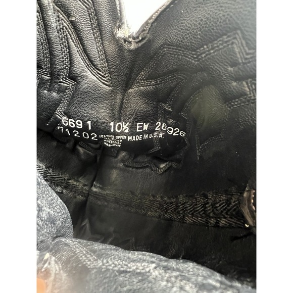 VTG Stitched Cowboy Boots Mens 10.5 EW Black Leather USA Western Pull On Wide - Picture 8 of 9